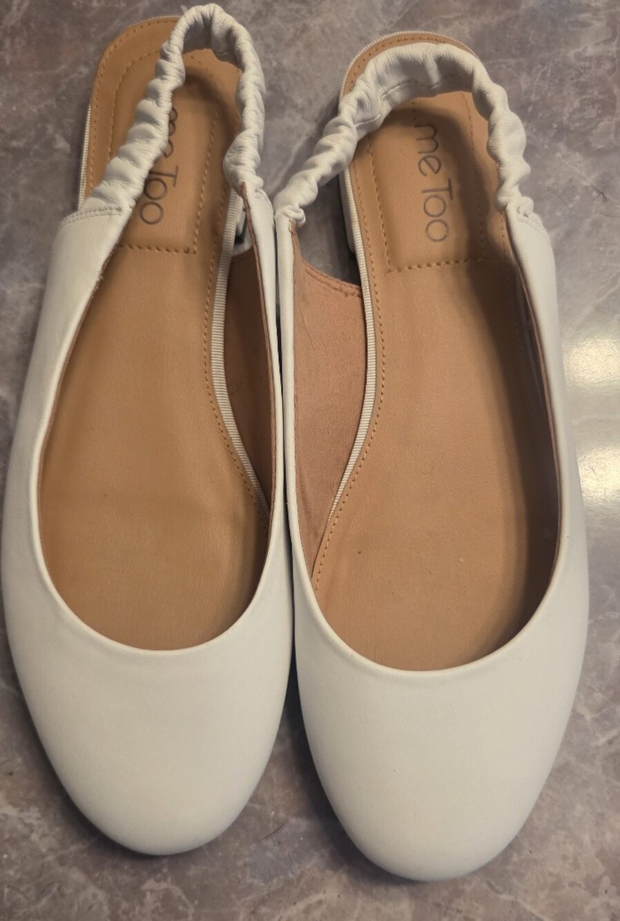 me too White Elastic-Back Ballet Flats